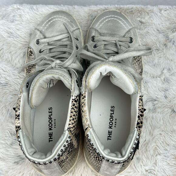 The Kooples Women’s Distressed Leather Hi-Top Sneakers Stars Studs Snakeskin 36 - Picture 5 of 11